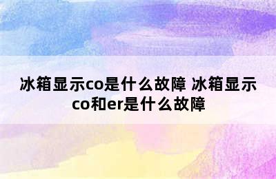 冰箱显示co是什么故障 冰箱显示co和er是什么故障